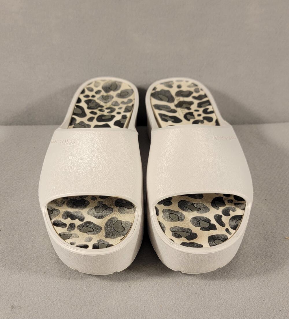 Lemon Jelly Womens Enyd Platform Slide Sandals White Leopard Print Size 41 US 10